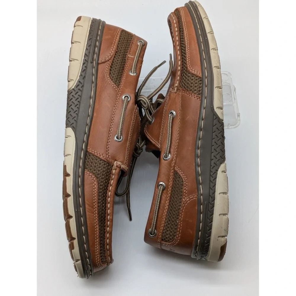 Sperry Top-Sider Mens Boat Shoes Size 11M Brown Leather Mesh Memory Foam